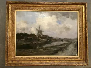 Willem G.F. Jansen - Dorpsgezicht met molen langs de vaart kopen? Bied vanaf 950!