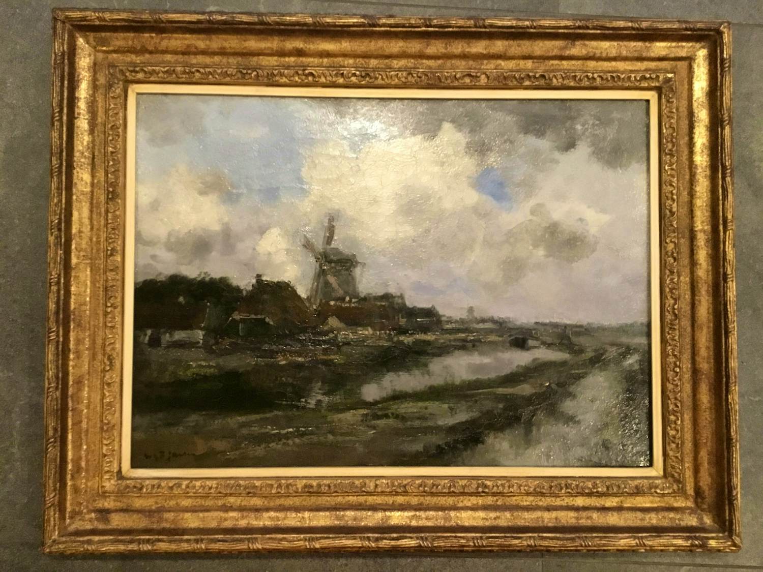 Willem G.F. Jansen - Dorpsgezicht met molen langs de vaart kopen? Bied vanaf 950!