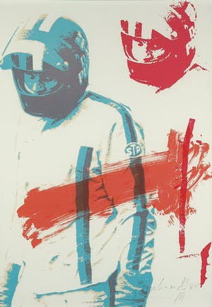 Frank Gude - Zeefdruk, Coureur - Ingelijst kopen? Bied vanaf 1!