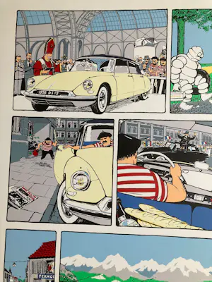 Cees Heuvel - Ingelijste zeefdruk , Citroën DS , Cartoon – Lijst, 101 x 71 cm. kopen? Bied vanaf 70!