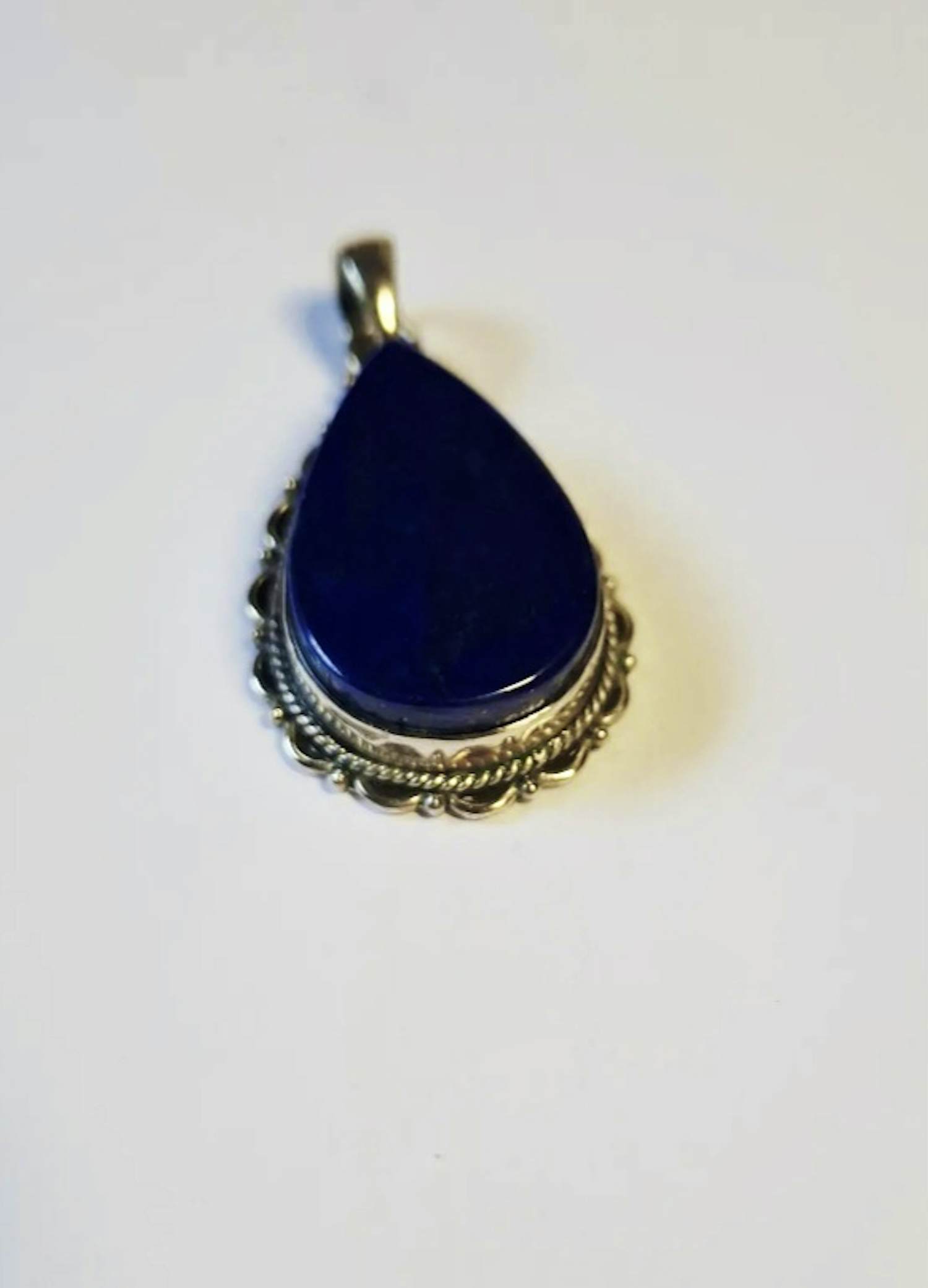 nieuwe vintage Nieuwe zilveren druppelvormig hanger lapis lazuli kopen? Bied vanaf 55!