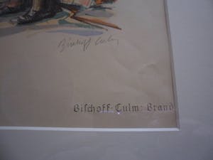Ernst Bischoff-Culm - Kleurenlitho, Titel, Brand, straatbeeld met koppel. kopen? Bied vanaf 30!
