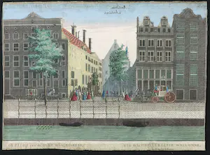 Hermanus Petrus Schouten - Handgekleurde gravure, Gezicht van de Oude Waalen-Kerk kopen? Bied vanaf 35!