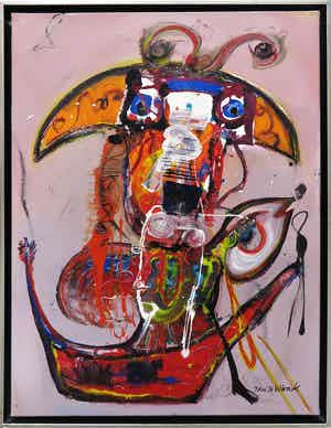 Jan te Wierik - Olieverf op doek, Z.T. Fabeldier - Ingelijst (Groot) verkocht voor € 1500!