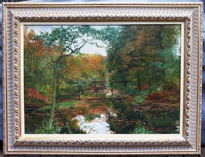 Albert Mulder - Brug over gebtroubleerd water , olieverf op doek (mooi ingelijst) kopen? Bied vanaf 1!