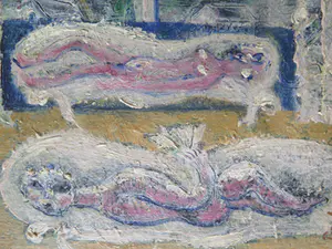 Armand Bouten - Twee naakte figuren in een interieur, uitkijkend op zee kopen? Bied vanaf 650!