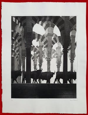 Rene Polak - De stieren van Cordoba, aquatint ets kopen? Bied vanaf 50!
