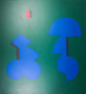 Felix van de Beek - Olieverf op doek, Bladspiegel blauw - Ingelijst (Zeer groot) kopen? Bied vanaf 150!