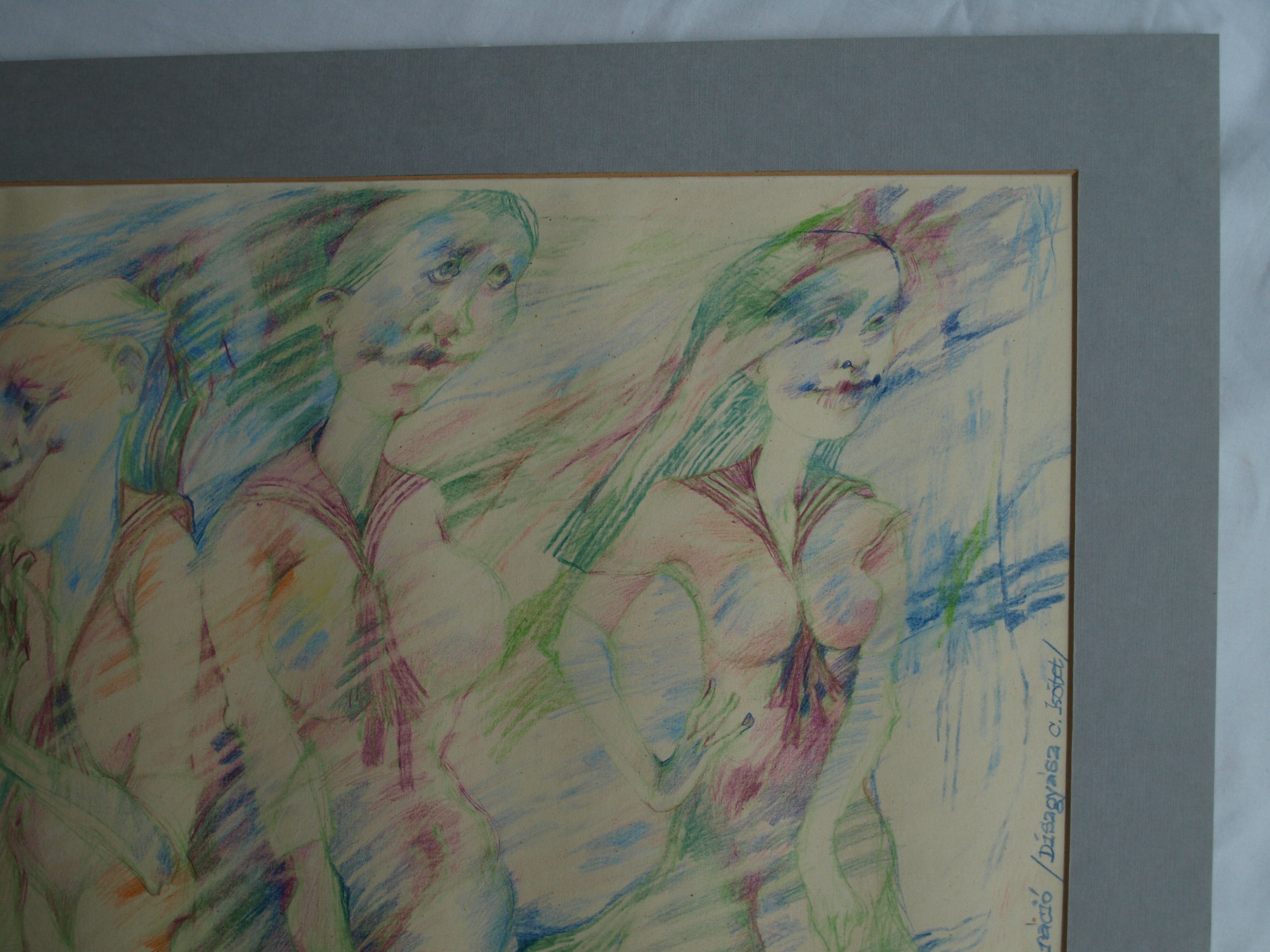 Niet of onleesbaar gesigneerd - Tekening , “Roddelende dames” – gesigneerd – 1985 kopen? Bied vanaf 1!