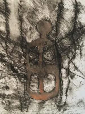 Anton Heyboer - Ets - geen lijst, wel op harde achtergrond kopen? Bied vanaf 75!