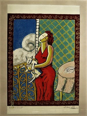 Jacques Tange - populair Rotterdams graficus - grote & gesigneerde Zeefdruk - "Domestic Animal" kopen? Bied vanaf 30!