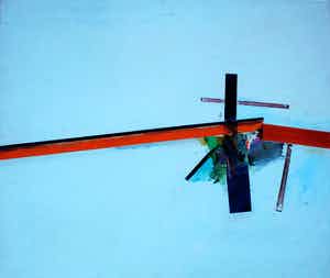 Herman van Tongeren - Olieverf op doek: "Gebroken oranje lijn" - 1975 verkocht voor € 250!