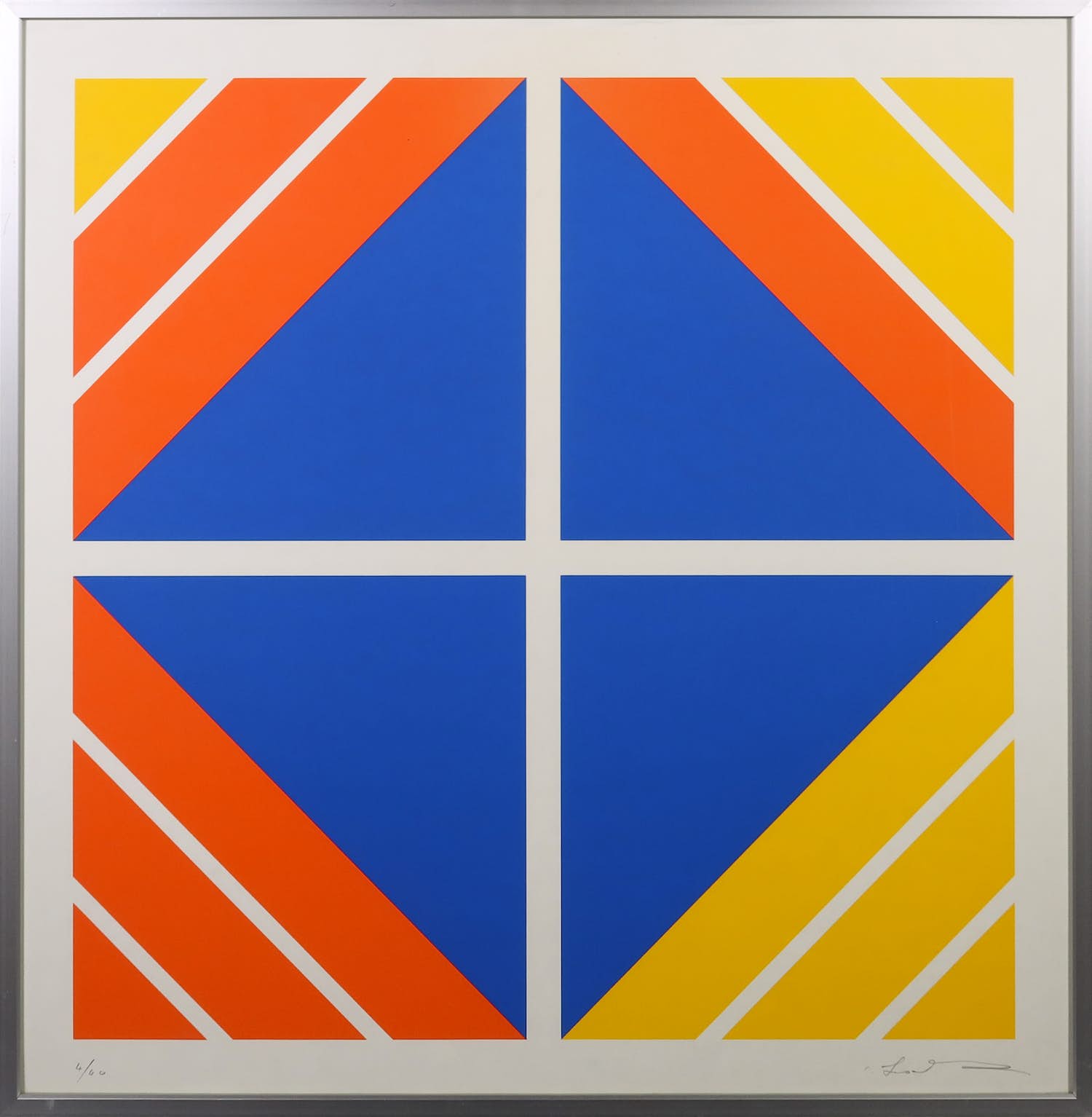 Cyril Lixenberg - Zeefdruk, Geometrische compositie - Ingelijst verkocht voor € 50!