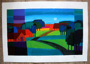 Ton Schulten - grote zeefdruk: Veldweg - 2008 kopen? Bied vanaf 375!