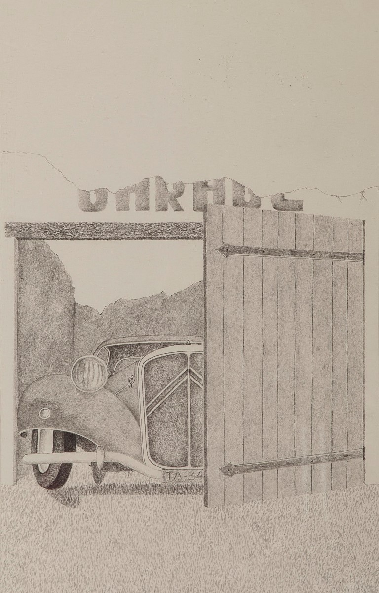 Jeroen van Herten - Garage - Potlood op papier - BKR Nijmegen, 1977 kopen? Bied vanaf 10!