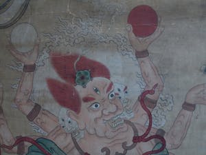 Niet of onleesbaar gesigneerd - Aquarel , “Toornige Bodhisattva” – 19e Eeuw – GROOT - Boeddhisme kopen? Bied vanaf 1!