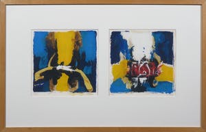 Hans Vanhorck - Zeefdrukken, Zonder titel Tweeluik Blauw - Ingelijst kopen? Bied vanaf 10!