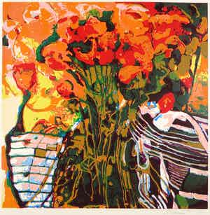 Kees van Bohemen - Zeefdruk, Bloemen verkocht voor € 1!