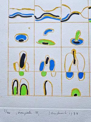 Jan Snoeck - in 1974 gemaakte grote kleuren zeefdruk "Sienjalen II" kleine oplage (40) kopen? Bied vanaf 46!