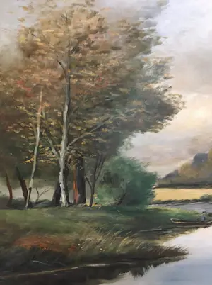 Niet of onleesbaar gesigneerd - Landschap met visser - J. Eckeveen/Eckerlen/Eckerten kopen? Bied vanaf 1!