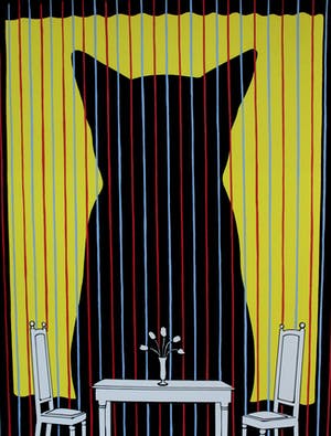 Ton Klop - Zeefdruk: Gordijn - 1973 kopen? Bied vanaf 55!