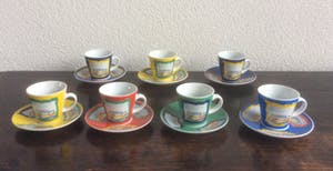 Niet of onleesbaar gesigneerd - ZEVEN ESPRESSO KOP EN SCHOTELS kopen? Bied vanaf 1!