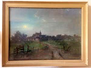 Dirk Twaalfhoven - Aanzicht op Dorp - Olieverf op paneel verkocht voor € 60!