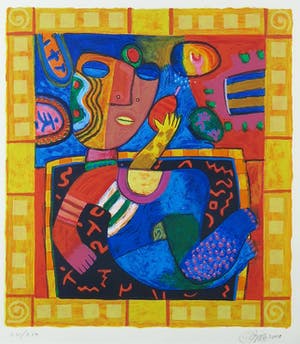 Clemens Briels - Zeefdruk, Gloria is always close to her mobile - Ingelijst kopen? Bied vanaf 50!