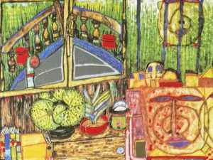 Friedensreich Hundertwasser - offsetprint met prägedruk | 'Regentag in Siam | 1976-1977 kopen? Bied vanaf 20!