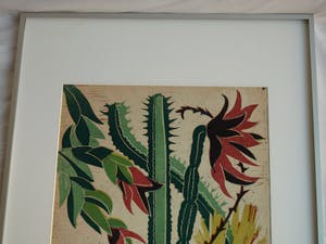 Jeanne Bieruma Oosting - Ingelijste linoleumsnede , ‘Exotische tuin’ – 1957 kopen? Bied vanaf 75!