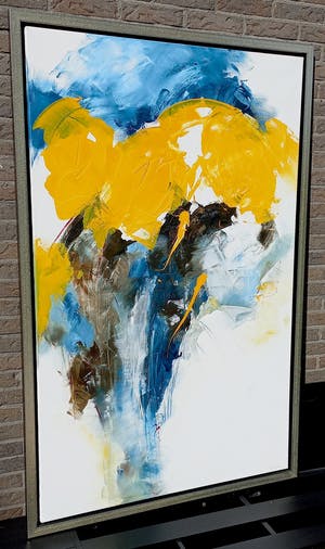Ria Erckens - Abstracte compositie, acrylverf op doek (zeer groot, mooi ingelijst) kopen? Bied vanaf 350!