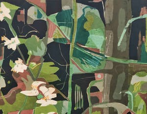 Vincent van Ojen - Abstract landschap met witte lelies kopen? Bied vanaf 50!