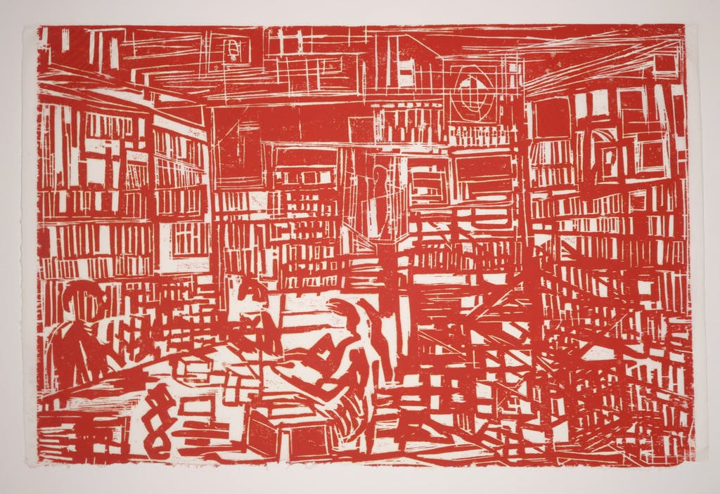 Jan de Bie - Jan de Bie: Houtsnede, Shakespeare and Co III verkocht voor € 40!