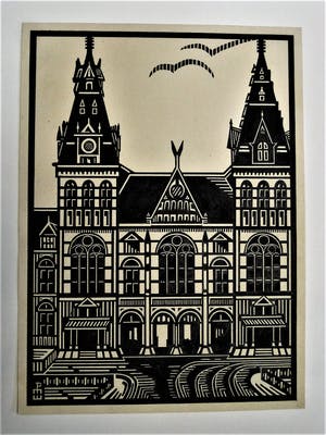 Niet of onleesbaar gesigneerd - Mooie vooroorlogse Inkt tekening "voorzijde Rijksmuseum Amsterdam" kopen? Bied vanaf 1!