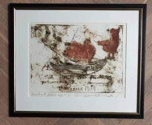 Anton Heyboer - IJmuiden 348 - Ets met kleur - 1985 - mooi ingelijst - 60 x 70 cm. kopen? Bied vanaf 275!