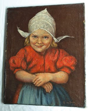 Niet of onleesbaar gesigneerd - Olieverf op doek , Zeeuws meisje ? - gesigneerd kopen? Bied vanaf 1!