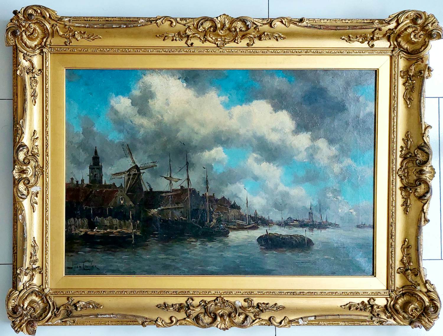 Hermanus Koekkoek (jr.) - Havengezicht in Holland verkocht voor € 995!