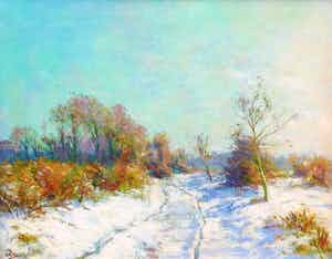 Adrianus Miolee - C250, olieverf op doek, wintermiddag verkocht voor € 600!