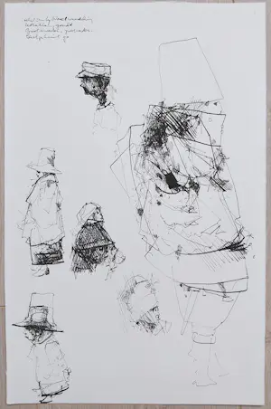 Dirkje Kuik - Nachtwandeling kozakken, inkttekening kopen? Bied vanaf 150!