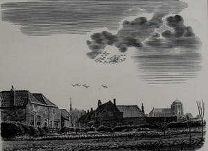 Dirk van Gelder - Houtgravure: De Warwijcksestraat, Veere - 1952 kopen? Bied vanaf 49!