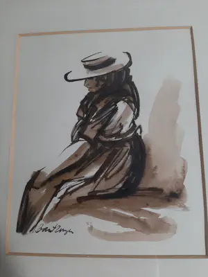 Cees Bantzinger - Aquarel, 4 portreten van mensen kopen? Bied vanaf 40!