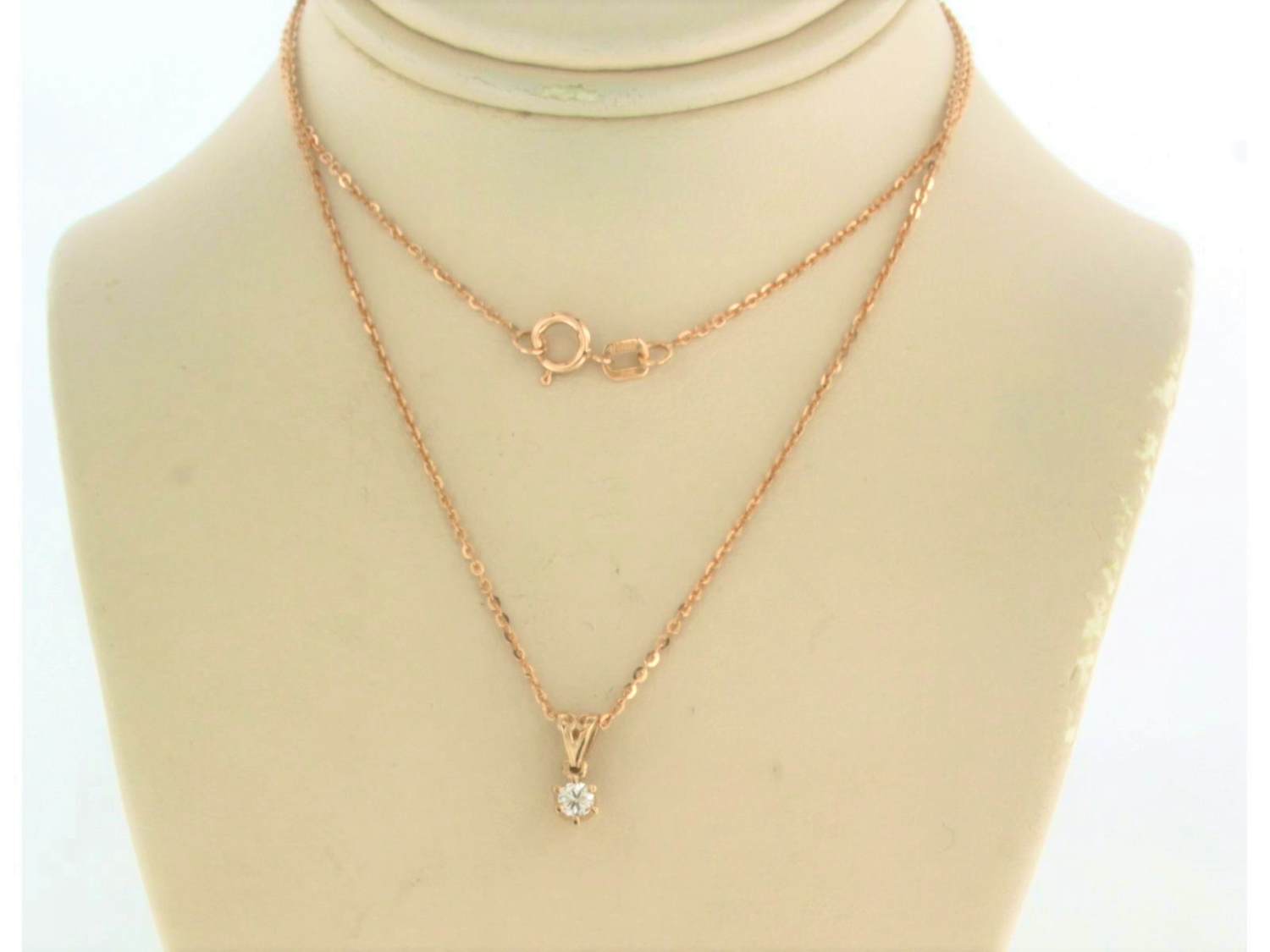 14k rosé collier en solitair hanger met briljant geslepen diamant tot.0.10ct kopen? Bied vanaf 185!
