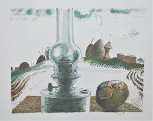 Herman Berserik - Litho olielamp & 3 boeken: schilderijen, etsen en tekeningen kopen? Bied vanaf 35!