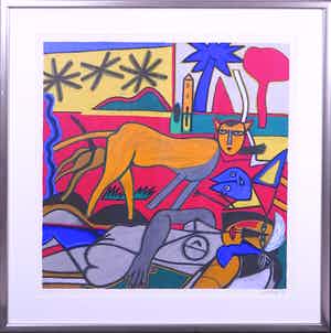 Corneille - Zeefdruk, Zonder titel- Ingelijst (Groot) verkocht voor € 200!