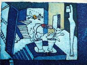 Michel van Overbeeke - Communicatie I - ets/aquatint - ingelijst kopen? Bied vanaf 89!