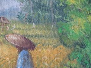 Niet of onleesbaar gesigneerd - Bali, Indonesië, Landarbeiders, olie op doek kopen? Bied vanaf 10!