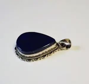 nieuwe vintage Nieuwe zilveren druppelvormig hanger lapis lazuli kopen? Bied vanaf 55!