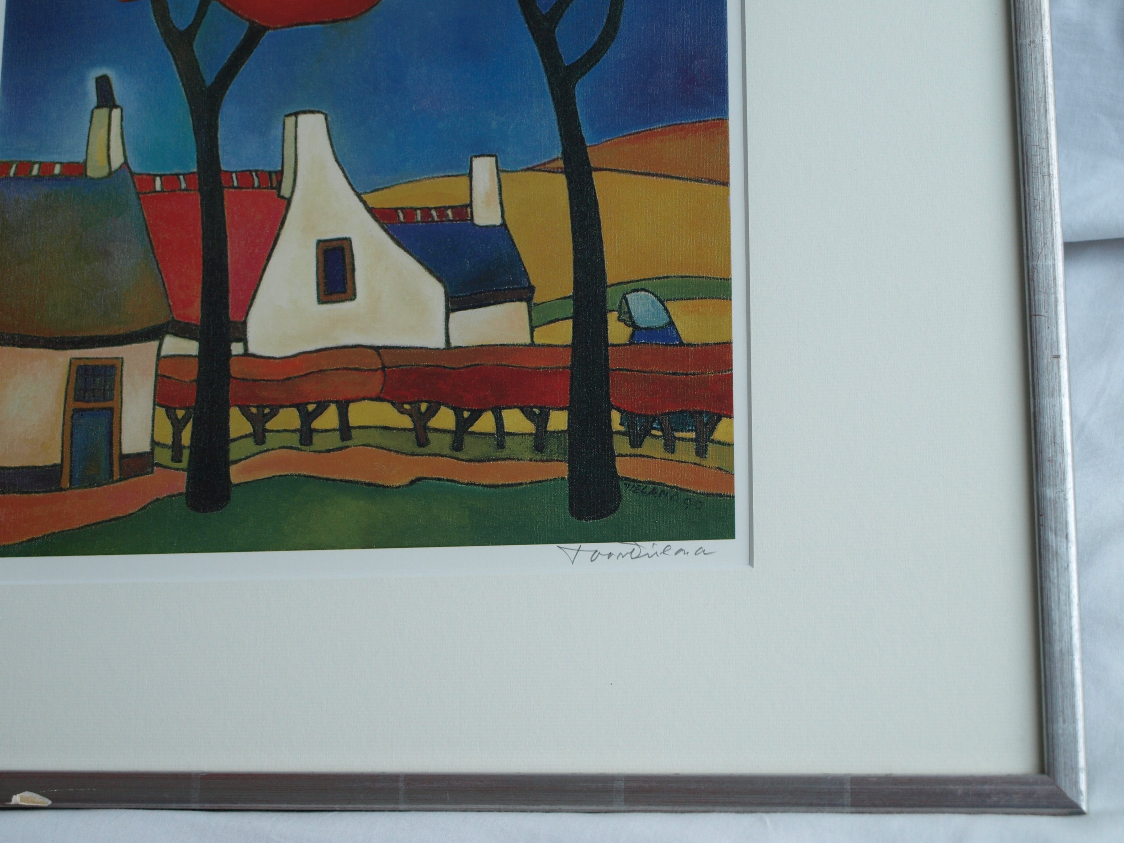 Toon Tieland - Handgesigneerde prent , “Rode bomen” - ingelijst – ca 1990 kopen? Bied vanaf 1!