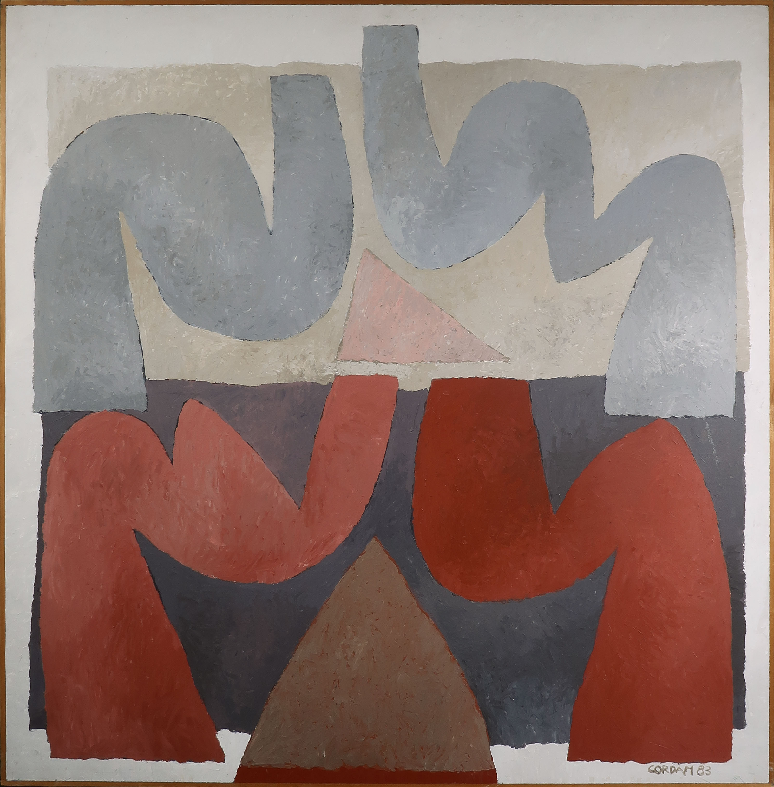 Cor Dam - Acryl op hout, Zonder titel - Ingelijst (Groot en zwaar) verkocht voor € 80!