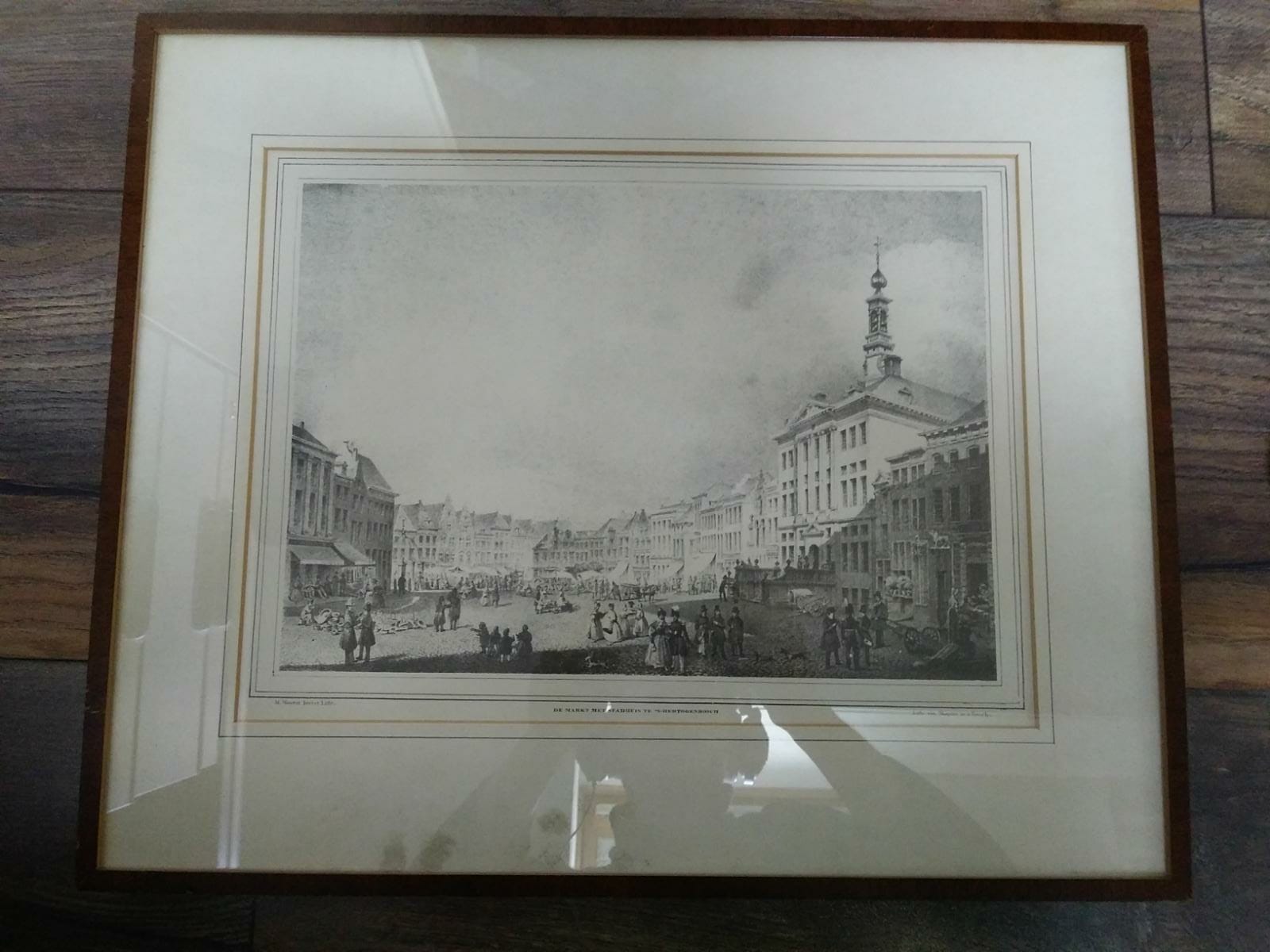 Niet of onleesbaar gesigneerd - Michel Mourot- steendruk binnenstad- Den Bosch 1838 kopen? Bied vanaf 1!